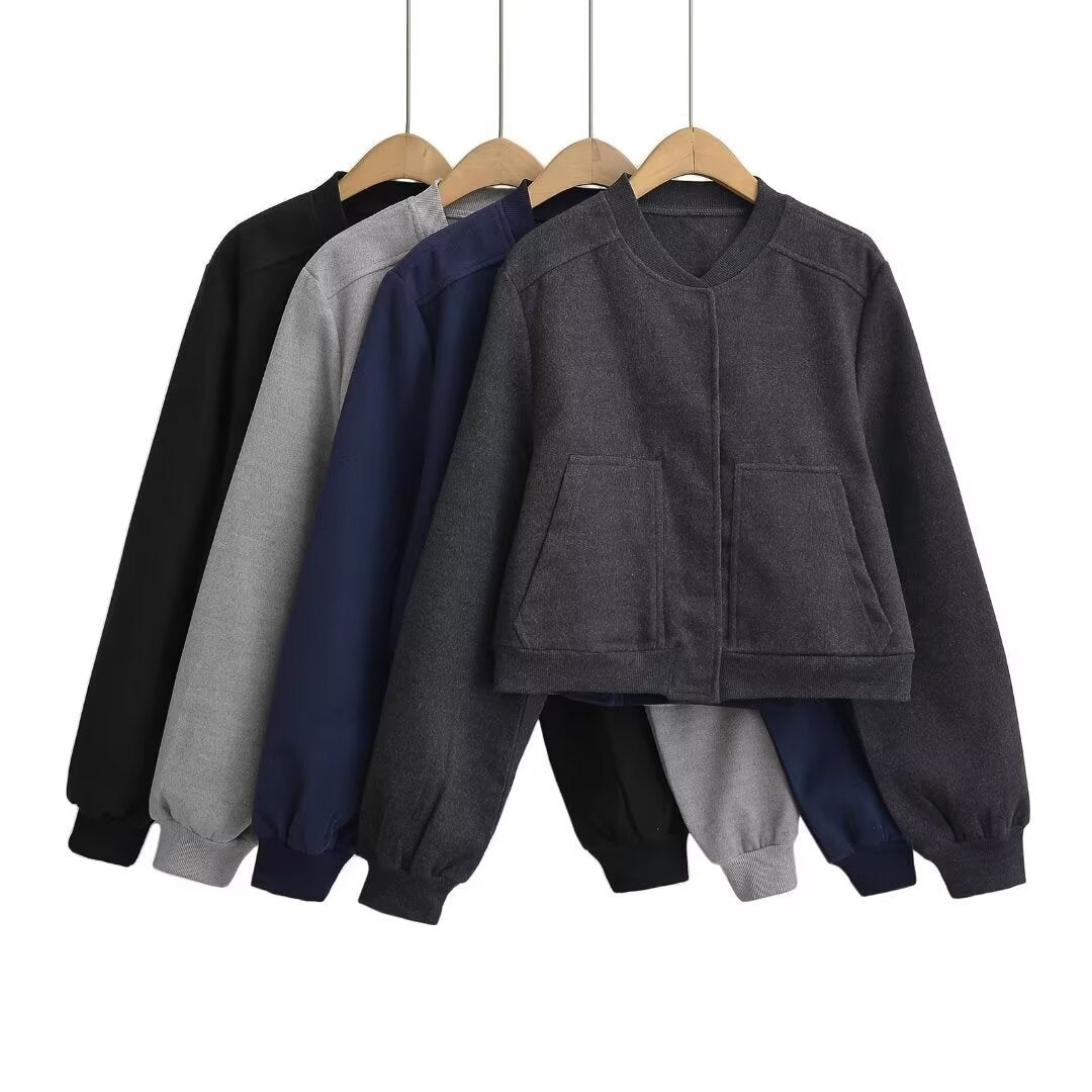 Damen lässige cropped Sweatjacke mit Taschen Drune