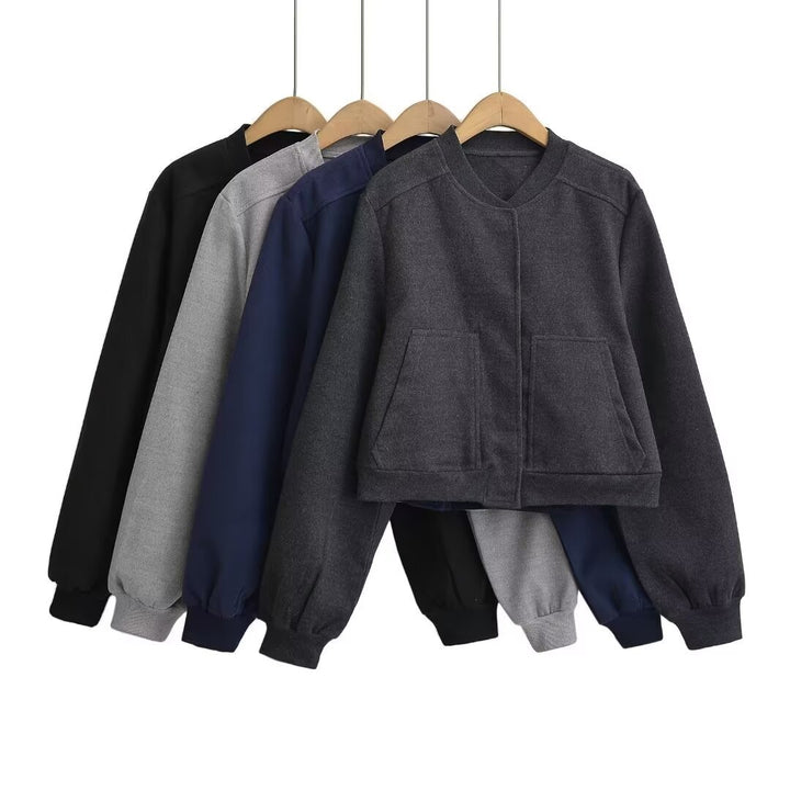 Damen lässige cropped Sweatjacke mit Taschen Drune
