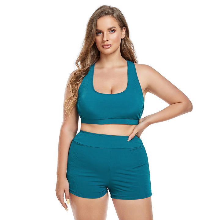 Damen Sportliches Bikini-Set mit hochgeschnittenen Shorts und breitem Bandeau-Oberteil Drune