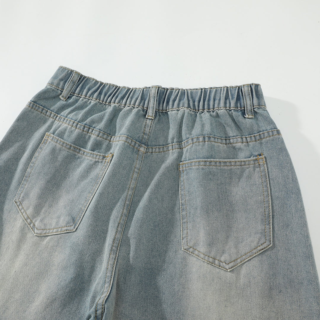 Damen Weite High‑Waist Baggy‑Jeans mit Ballon‑Silhouette und Used‑Waschung Drune