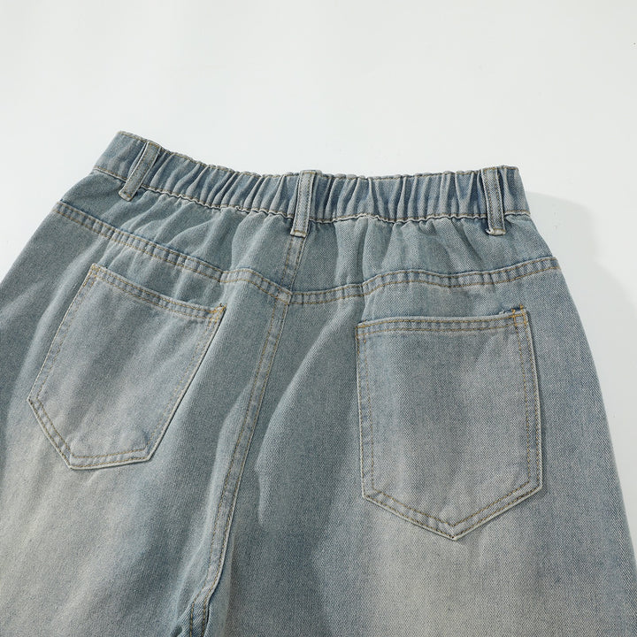Damen Weite High‑Waist Baggy‑Jeans mit Ballon‑Silhouette und Used‑Waschung Drune