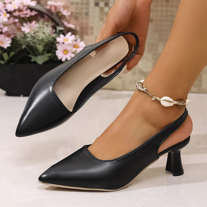 Damen Elegante Slingback‑Pumps mit spitzer Kappe, konischem Mittelhoch‑Absatz und elastischem Fersenriemen Drune