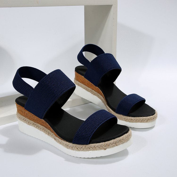 Damen Plateau-Sandalen mit dualem Riemen und entspannter Jute-Optik Drune