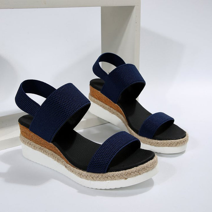 Damen Plateau-Sandalen mit dualem Riemen und entspannter Jute-Optik Drune
