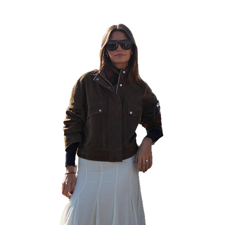 Damen Kunstlederjacke mit strukturiertem Schnitt und praktischen Taschen Drune