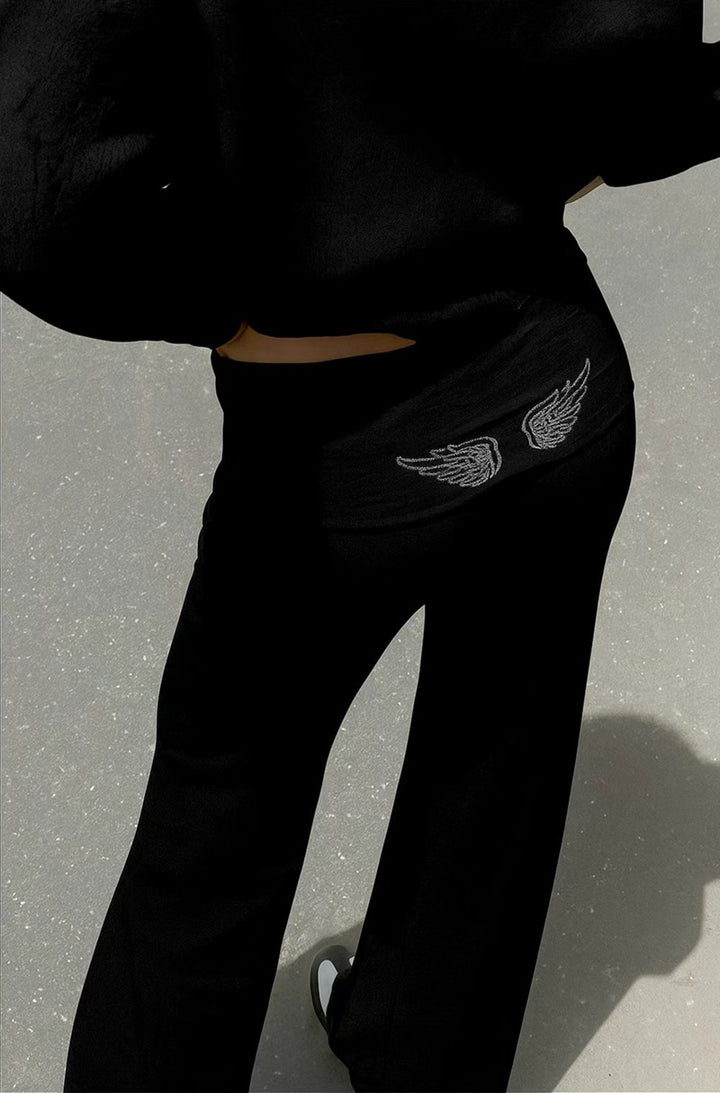 Damen nan weite Palazzohose mit Umschlagbund aus elastischem Viskosejersey Drune