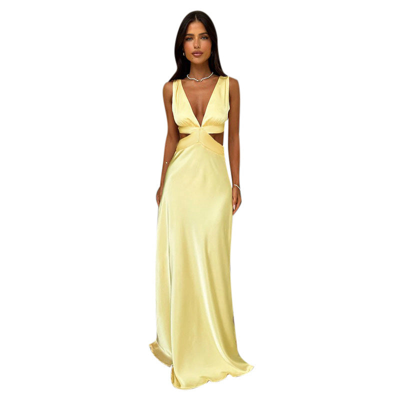 Frauen Cut-Out Satin Abendkleid Drune