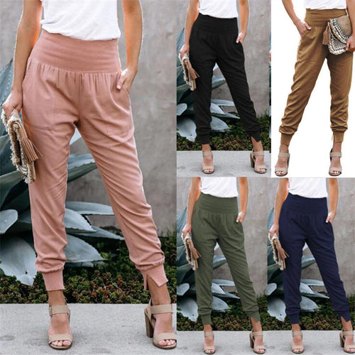 Damen bequem geschnittene Jogger-Hose mit seitlichen Taschen und Gummizug Drune
