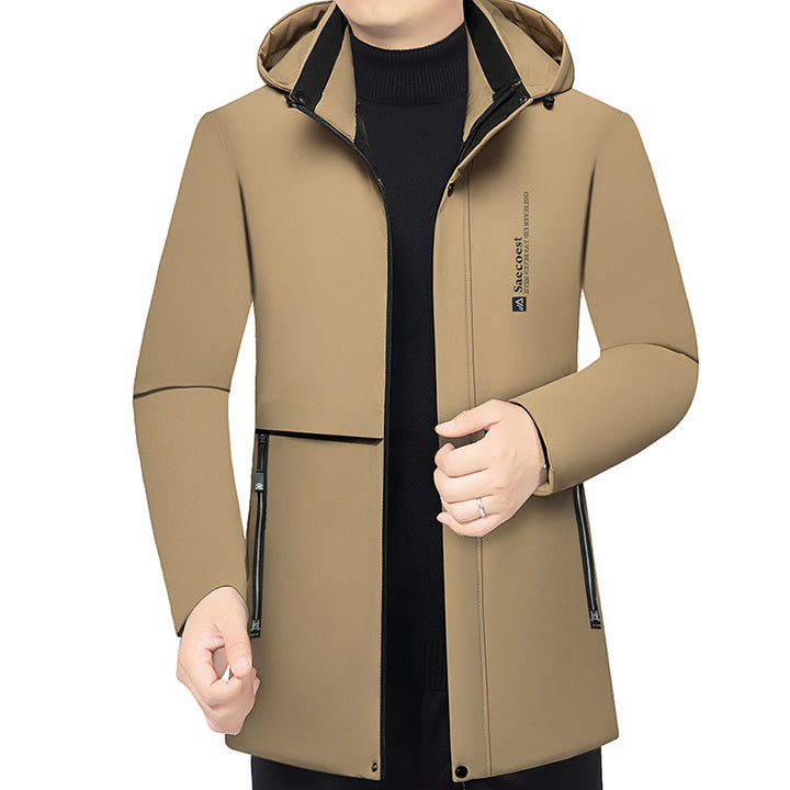 Herren Wattierte Stehkragenjacke mit wasserabweisender Oberfläche und Reißverschlusstaschen Drune