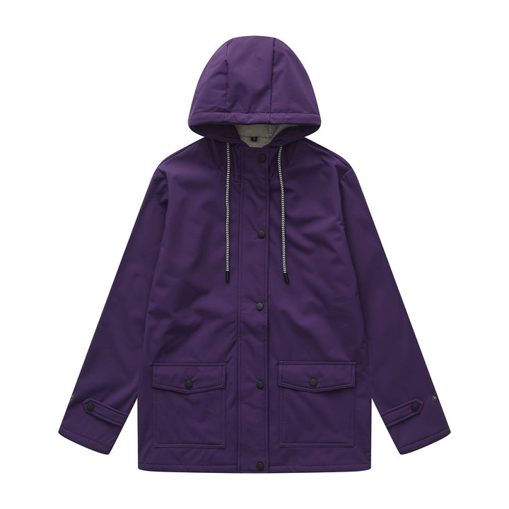 Damen nan wasserabweisender Parka mit Kapuze, fleecegefütterter Innenseite und großen Pattentaschen Drune