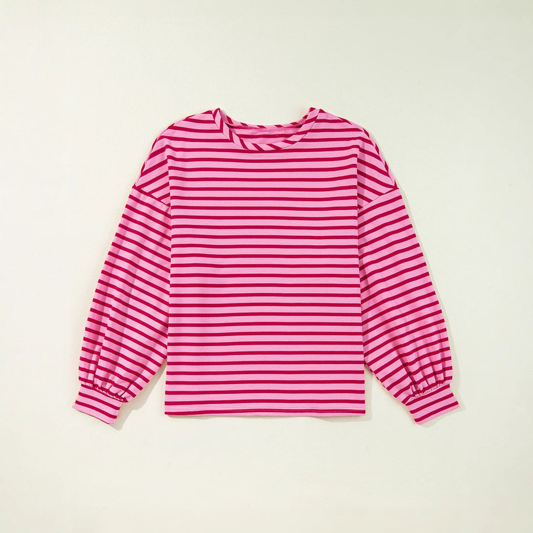 Damen lässiges Sweatshirt mit weit geschnittenen Ärmeln und modernen Streifen Drune
