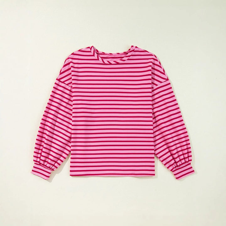 Damen lässiges Sweatshirt mit weit geschnittenen Ärmeln und modernen Streifen Drune