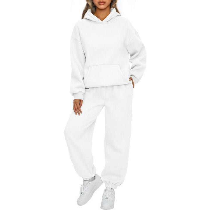 Damen nan Oversize Kapuzenpullover und Fleece Jogginghose Set mit Kängurutasche Drune