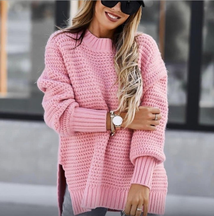 Damen Lässiger Strickpullover mit strukturiertem Muster und Rollkragen Drune