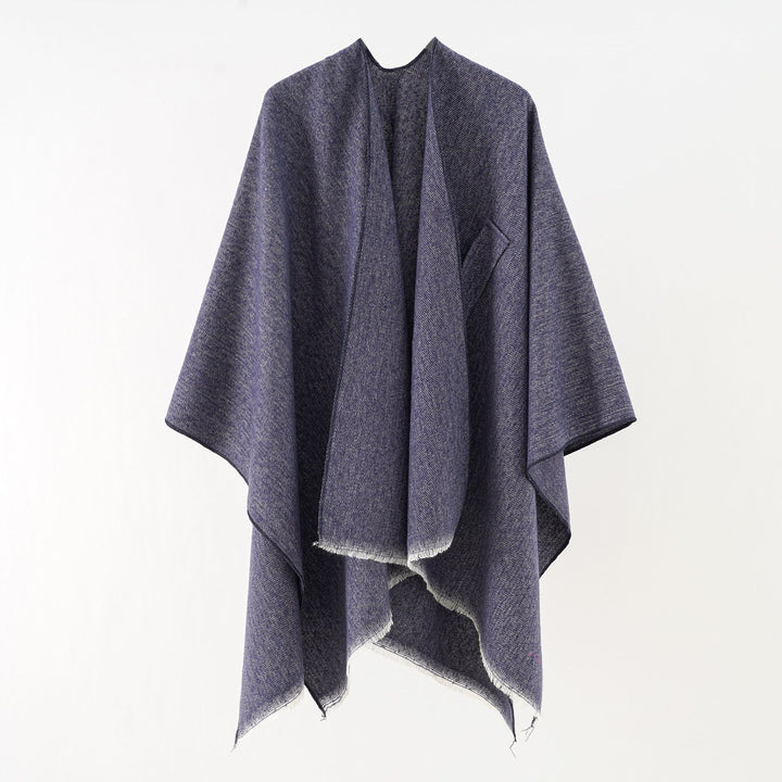 Damen Luxuriöser Oversize Poncho aus hochwertigem Mischgewebe Drune