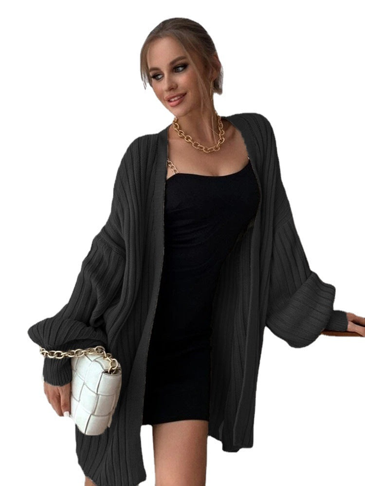Damen Stricküberwurfjacke mit weitem Schnitt und eleganten Ärmeln Drune