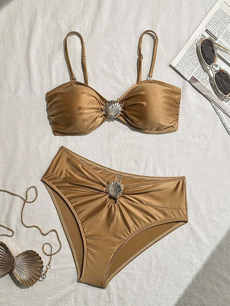 Damen Bandeau-Bikini-Set mit elegantem Muschel-Detail Drune