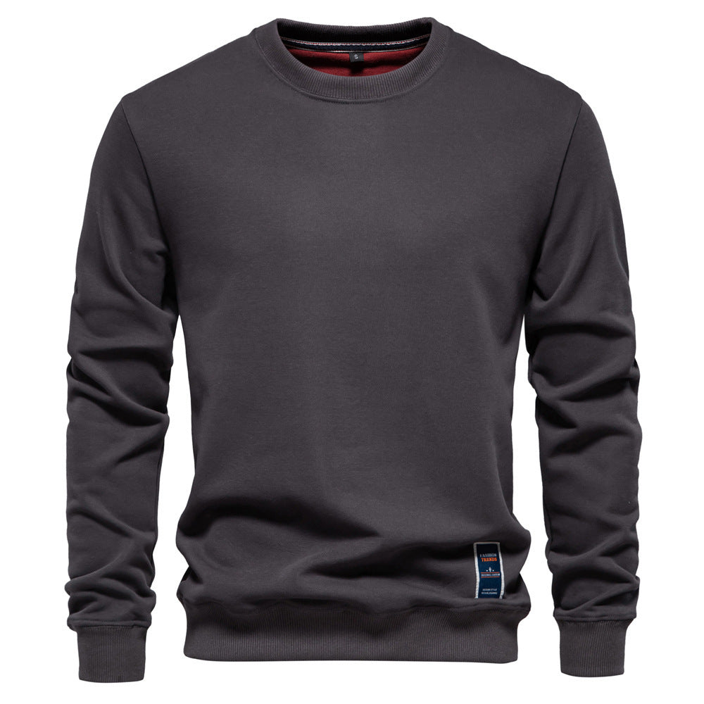 Herren nan klassisches Rundhals-Sweatshirt aus schwerer Baumwollmischung mit angerauter Innenseite und gerippten Bündchen Drune