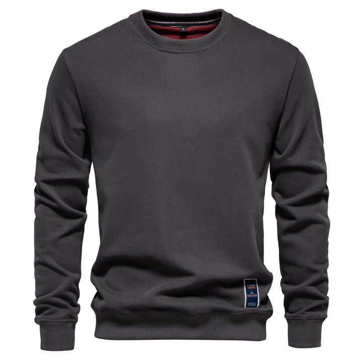 Herren nan klassisches Rundhals-Sweatshirt aus schwerer Baumwollmischung mit angerauter Innenseite und gerippten Bündchen Drune