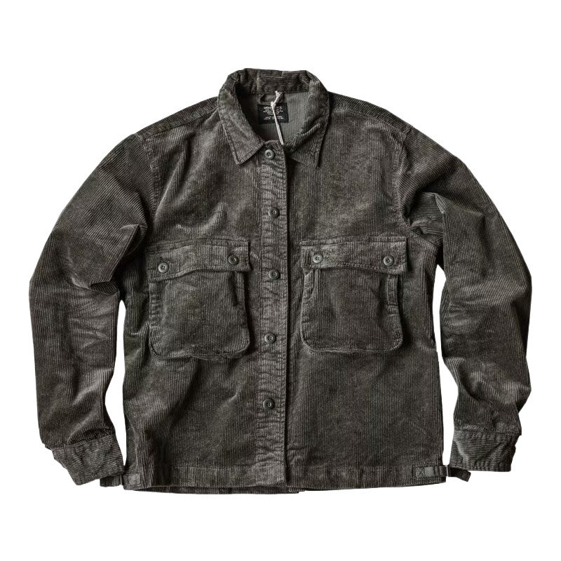 Herren Robustes Kord-Overshirt im Worker-Look mit aufgesetzten Pattentaschen Drune