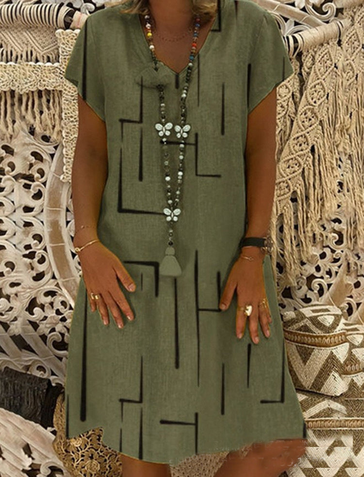 Damen Lässiges Sommerkleid mit modernem grafischem Design und schmeichelndem Schnitt Drune