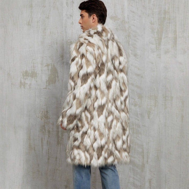 Herren Modischer Kunstpelz-Mantel mit auffälligem Tierdesign Drune