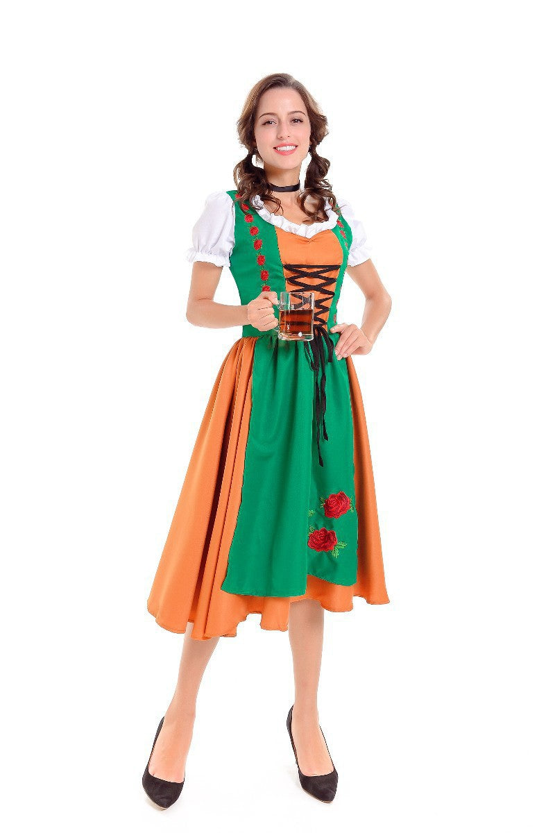 Damen nan traditionelles Dirndlkleid mit Schürze und geschnürtem Mieder Drune