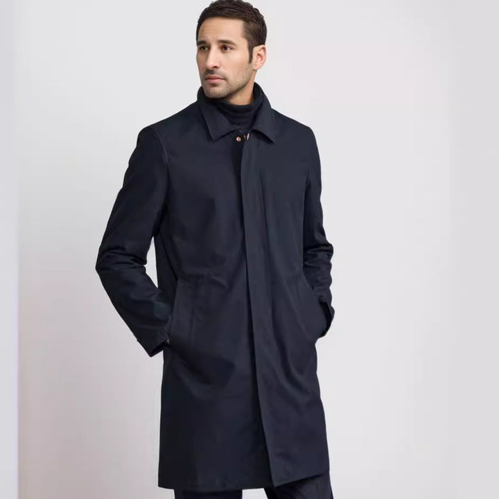Herren eleganter Übergangsmantel mit praktischen Taschen und modernem Kragen Drune