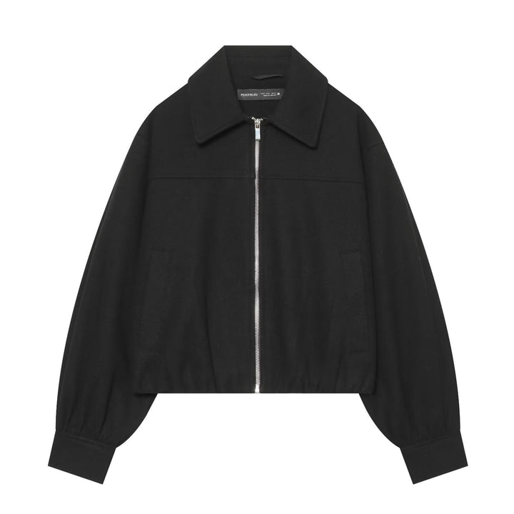 Damen Kurzjacke aus Wollmischung mit Reißverschluss und Ballonärmeln Drune