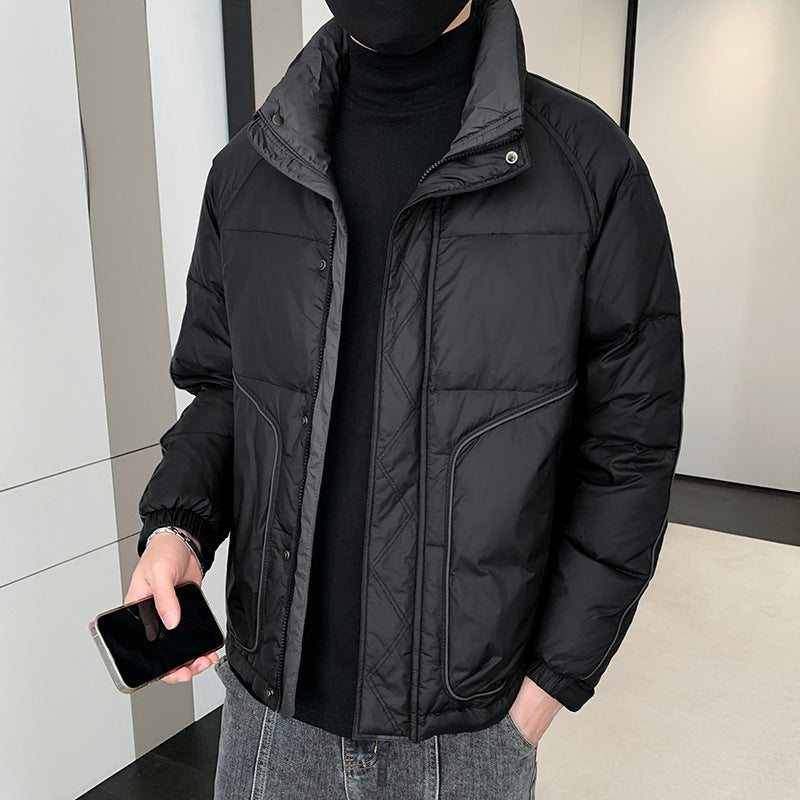 Herren Kurz geschnittene wattierte Steppjacke mit hohem Stehkragen Drune