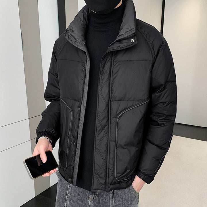 Herren Kurz geschnittene wattierte Steppjacke mit hohem Stehkragen Drune