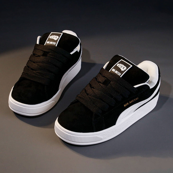 Damen modische Sneakers mit elastischen Schnürsenkeln und weichem Obermaterial Drune