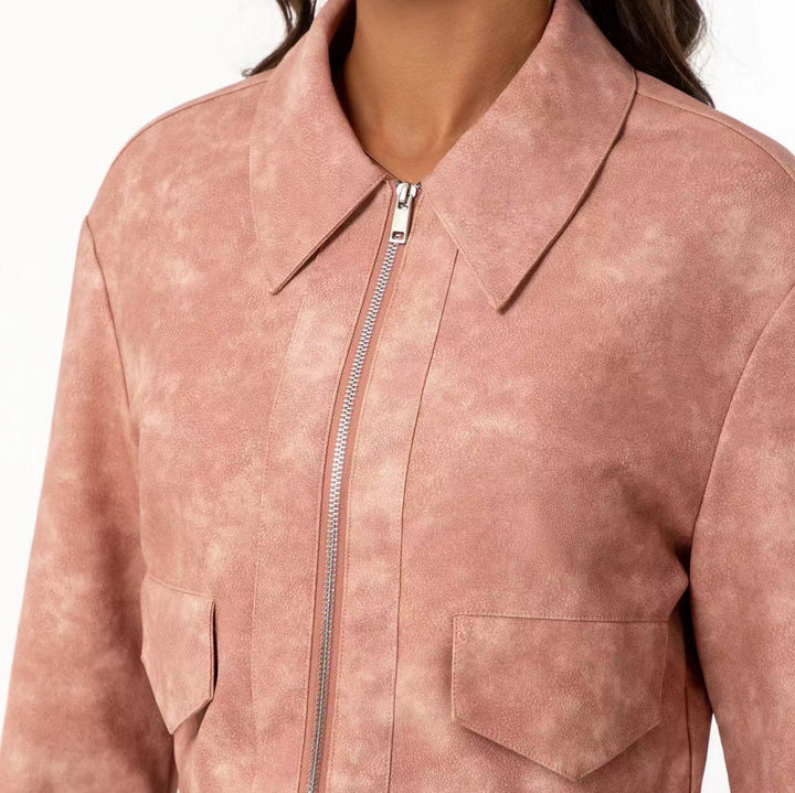 Damen modische cropped Jacke mit aufgesetzten Taschen Drune
