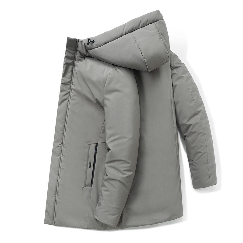 Herren moderner Urban-Longparka mit versteckter Reißverschlussblende und ergonomischer Kapuze Drune