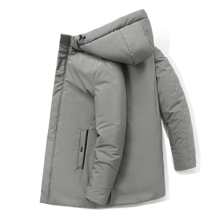 Herren moderner Urban-Longparka mit versteckter Reißverschlussblende und ergonomischer Kapuze Drune