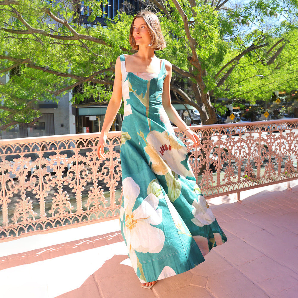 Damen Maxikleid mit floralem Design und taillierter Passform Drune
