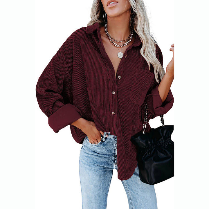Damen Cord-Hemd im lässigen Oversized-Schnitt Drune