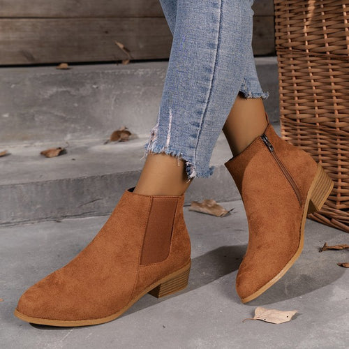 Damen Stiefeletten mit elegantem Reißverschluss und komfortablem Blockabsatz Drune