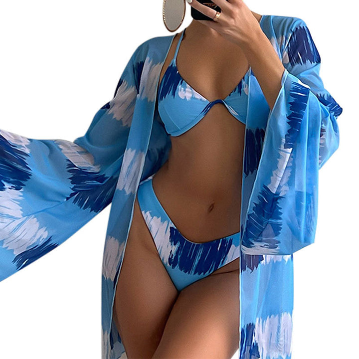 Damen Triangel-Bikini mit transparentem Kimono Drune