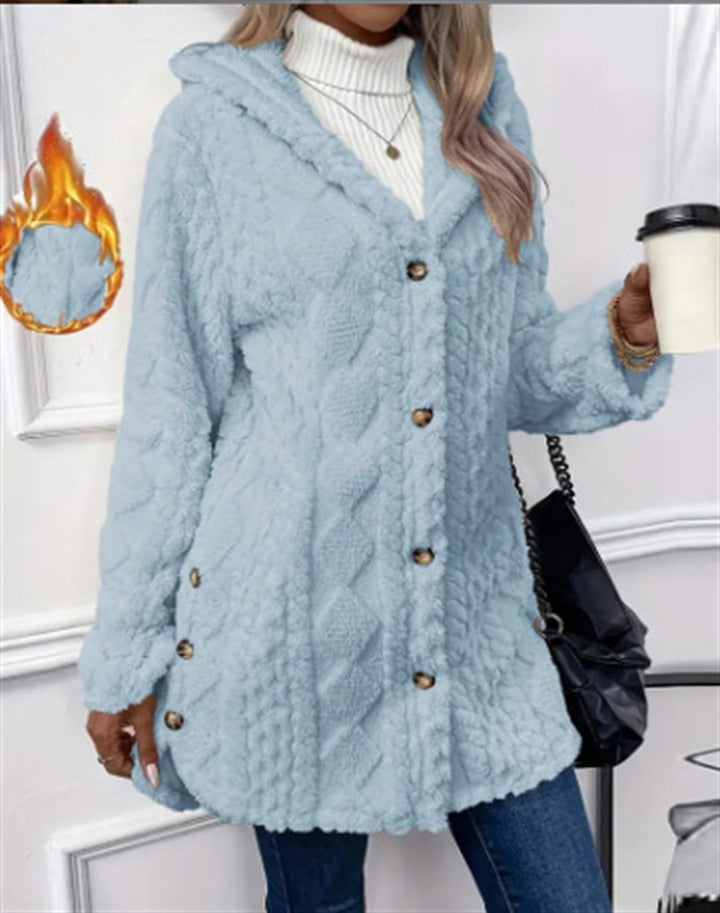 Damen Kuschelige Teddyjacke mit Knopfverschluss Drune