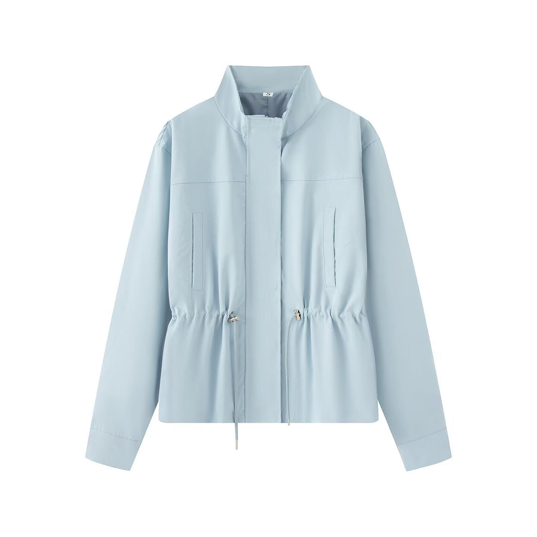 Damen Leichte Wind- und Regenjacke mit Tunnelzug-Taille und Stehkragen Drune