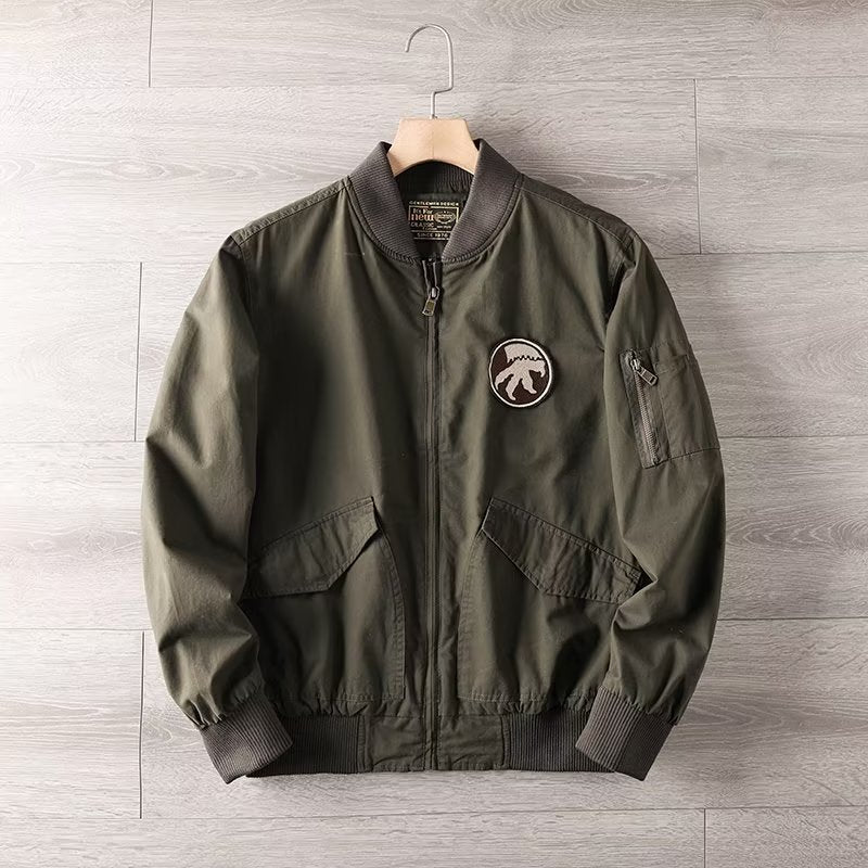 Herren Casual Bomberjacke mit Reißverschluss, Brustpatch und Ärmel-Taschendetail Drune