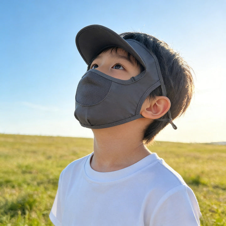 Damen nan Sonnenschutz-Visier mit integrierter atmungsaktiver Gesichtsmaske und verstellbarem Nackenzug Drune