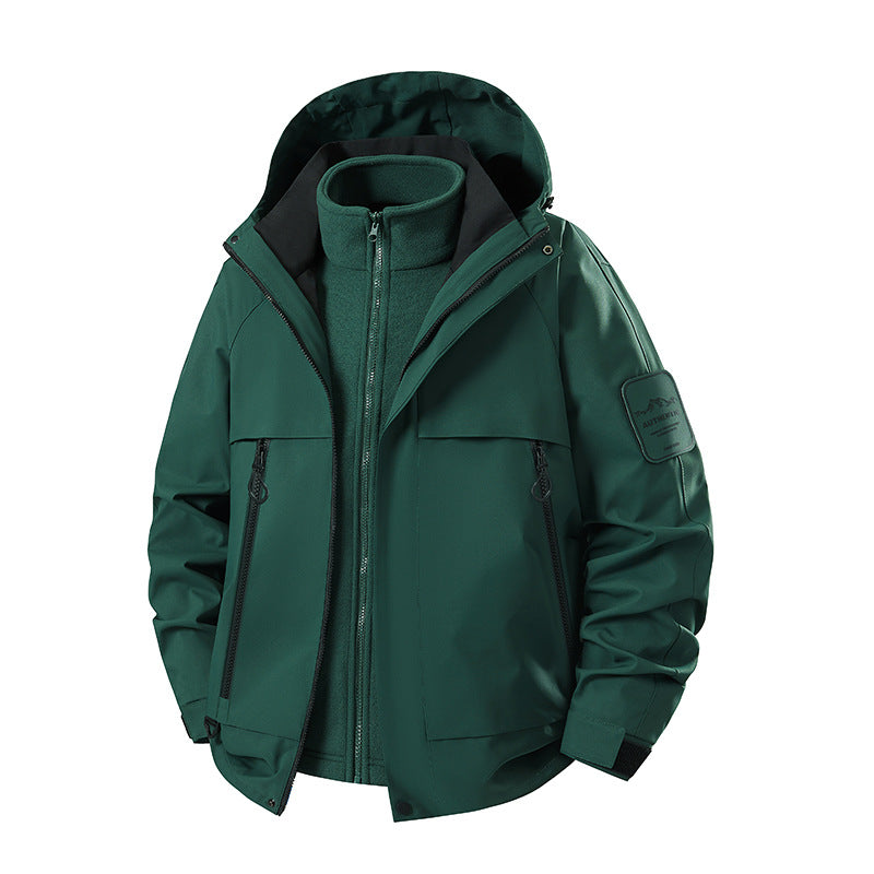 Herren multifunktionale Wasserfeste Softshell-Regenjacke mit abnehmbarer Fleece-Innenjacke Drune