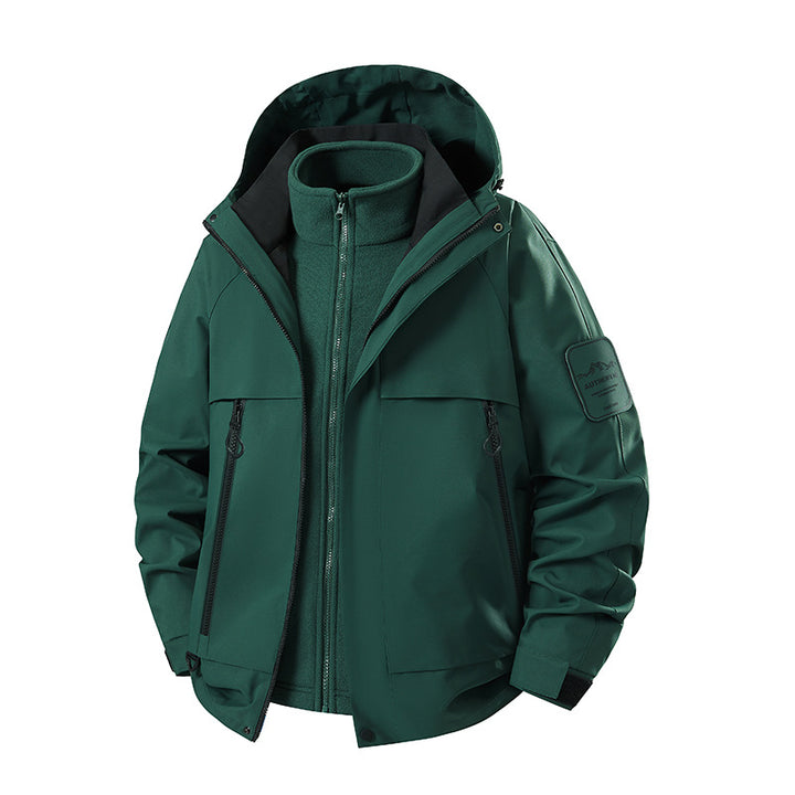 Herren multifunktionale Wasserfeste Softshell-Regenjacke mit abnehmbarer Fleece-Innenjacke Drune