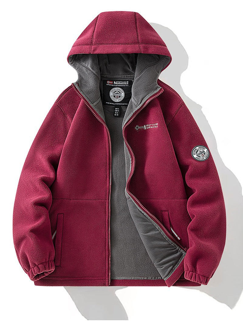 Unisex Kapuzen-Fleecejacke mit wärmender Microfleece-Innenlage, durchgehendem Reißverschluss und elastischen Bündchen Drune