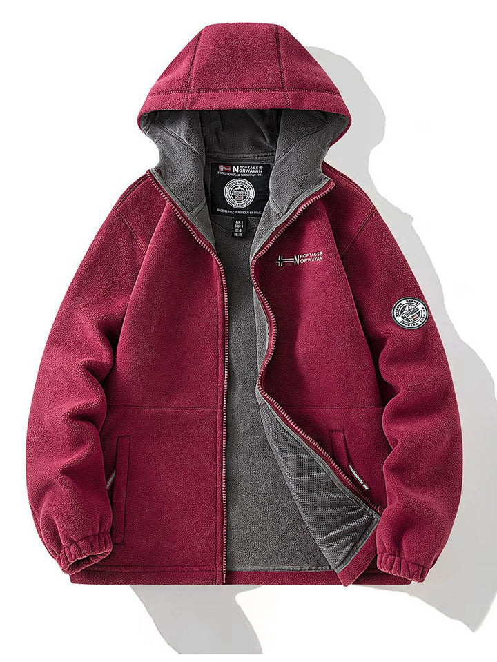 Unisex Kapuzen-Fleecejacke mit wärmender Microfleece-Innenlage, durchgehendem Reißverschluss und elastischen Bündchen Drune