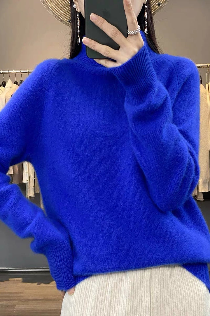 Damen Oversize Feinstrickpullover mit hohem Rollkragen und Seitenschlitzen Drune