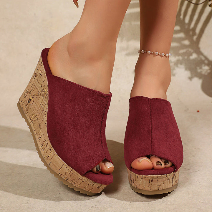 Damen Wedge-Pantoletten mit elegantem Korkdetail Drune