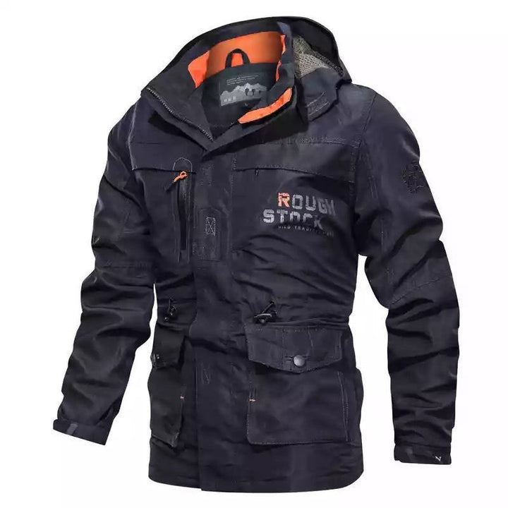 Herren Robust-Canvas-Fieldparka mit Kapuze, taillierendem Kordelzug und Multifunktions‑Taschen Drune